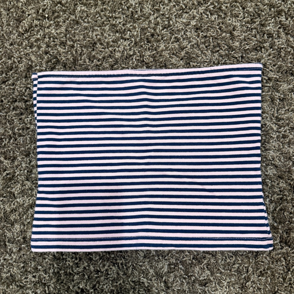 Striped Pink and Navy Knit Tube Top